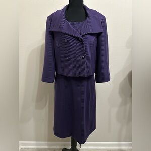 Joseph Ribkoff Deep Purple and Black Pinstripe Dress Suit Set